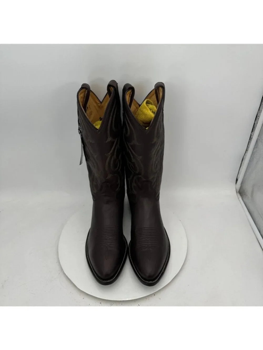 Tony Lama 1112 Men Size 9.5 EE Brown Shark Embroidered Leather Western Boot